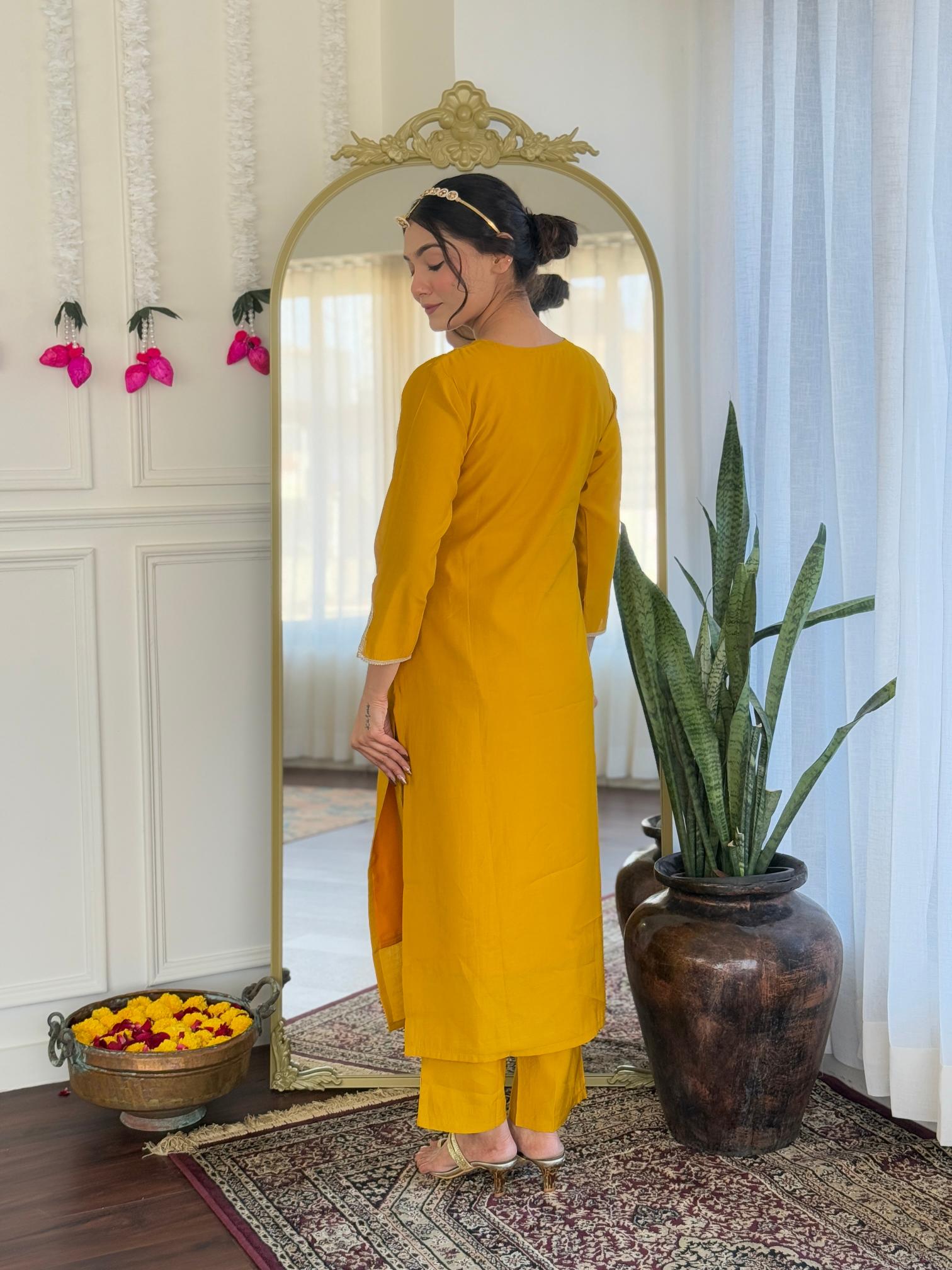 The52 Women's Viscose Embroidery work Straight Kurta with Pant and Dupatta Set