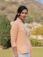 Thumbnail for Yufta Mustard Cotton Checks Print Top With Embroidery