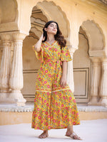 Thumbnail for Yufta Mustard Printed Jumpsuit