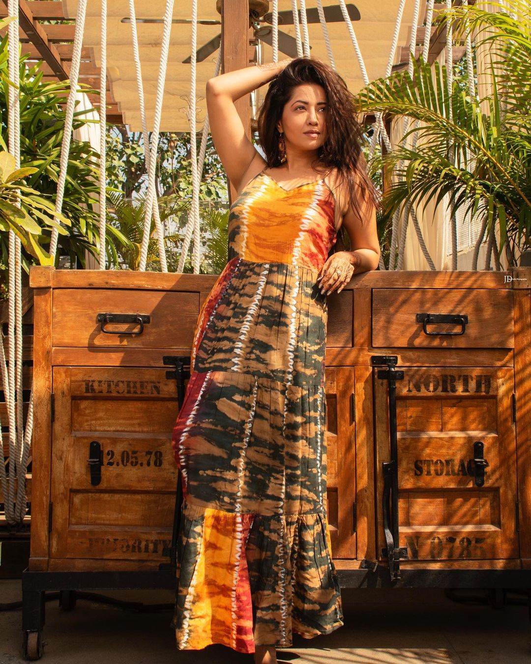 Yufta Mustard Tie and Dye Dress - Distacart