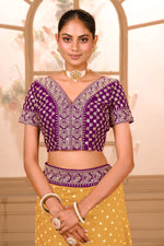Thumbnail for Teeya Creation Yellow Color Chinnon Silk Heavy Embroidery Work Saree - Distacart