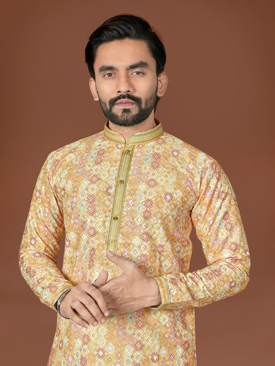 Anaita Yellow Lucknowi Silk Straight Kurta - Distacart