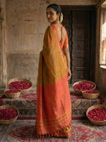 Thumbnail for Anaita Mustard Cotton Printed Saree With Blouse - Distacart