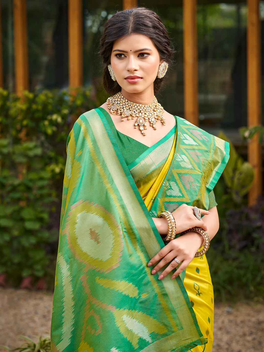 Anaita Mustard Soft Silk Saree With Floral Printed Work With Blouse - Distacart