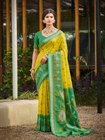 Thumbnail for Anaita Mustard Soft Silk Saree With Floral Printed Work With Blouse - Distacart