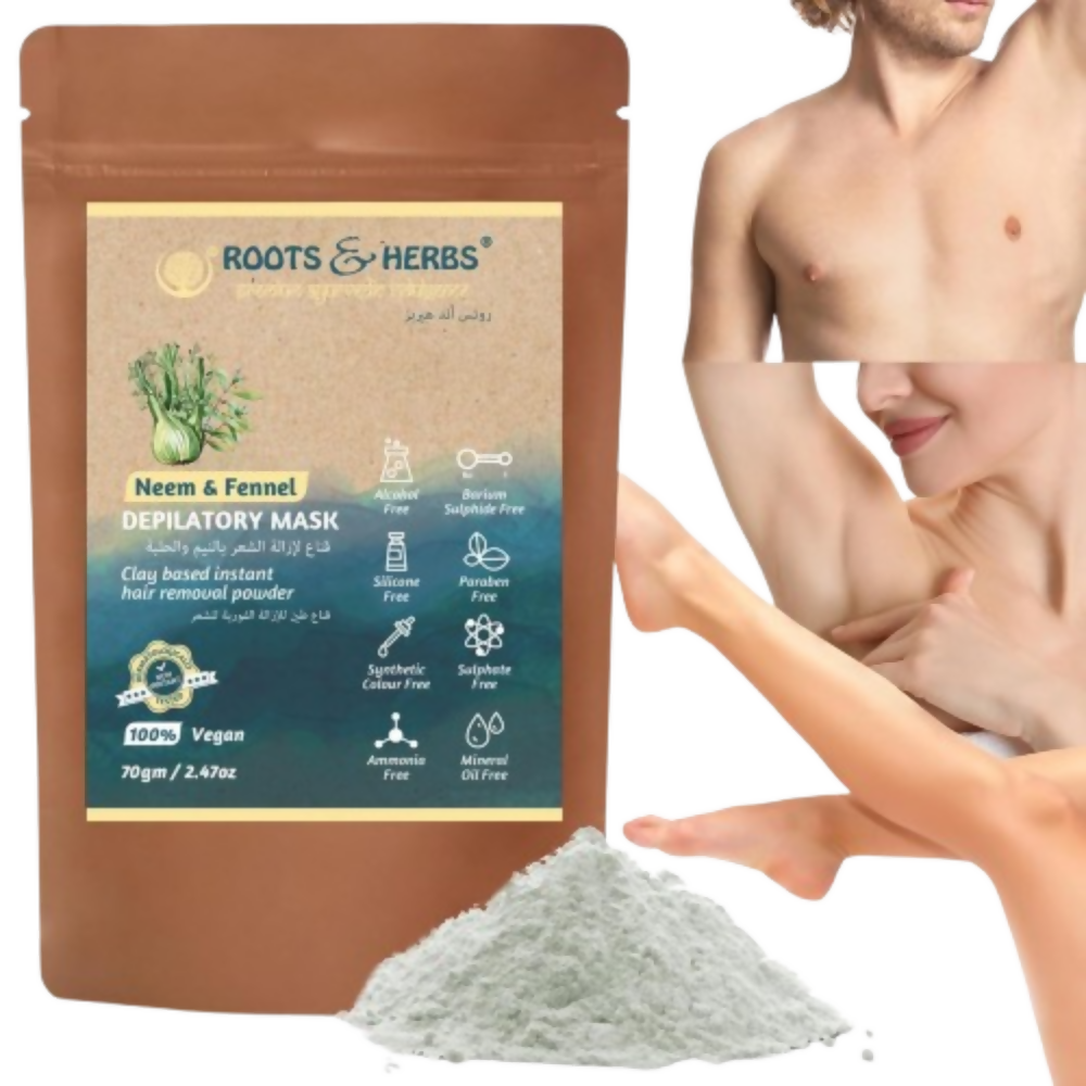 Roots and Herbs Neem and Fennel Depilatory Ubtan for Hair Removal - Distacart