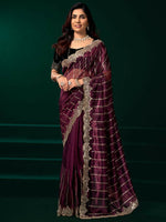 Thumbnail for Joban Fashion Purple Net Party Wear Sarees - Distacart