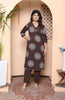 Miravan Womens Brown Animal Printed Kurta With Palazzo - Dista