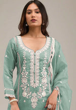 Thumbnail for Anaita Light-green Embroidered Silk Stitched Salwar Suit - Distacart