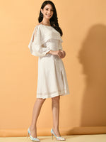 Thumbnail for Myshka Women's White Fit and Flare Party Dress - Distacart