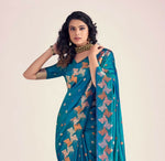 Thumbnail for Preksha Creation Banarasi Soft Silk Women Skyblue Saree - Distacart