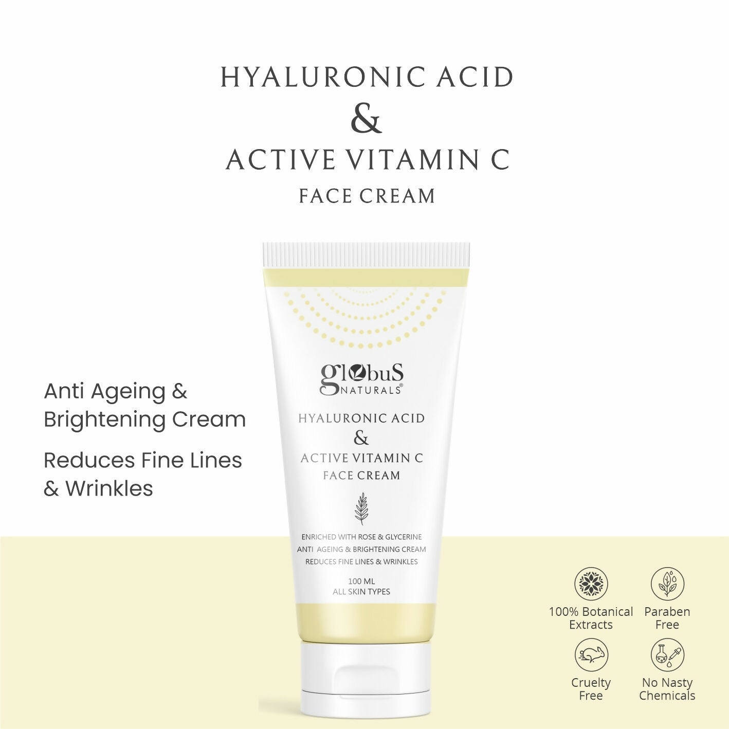 Globus Naturals Hyaluronic Acid & Vitamin C Anti Ageing Face Cream