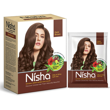 Nisha Henna Based Hair Colour for Women & Men Dark Brown - Distacart