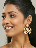 Thumbnail for Nuyug 22K Gold-Plated Elegant Kundan Stone Studded & Pearl Beaded Chandbalis