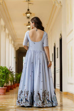 Thumbnail for Teeya Creation Lavender Chinnon Heavy Work Long Wedding Gown - Distacart