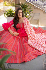 Thumbnail for Wedding Designer Red Pink Chanderi Designer Lehenga - Anbazaar - Distacart