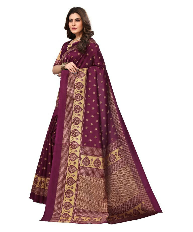 Vamika Purple Printed Art Silk Saree - Distacart