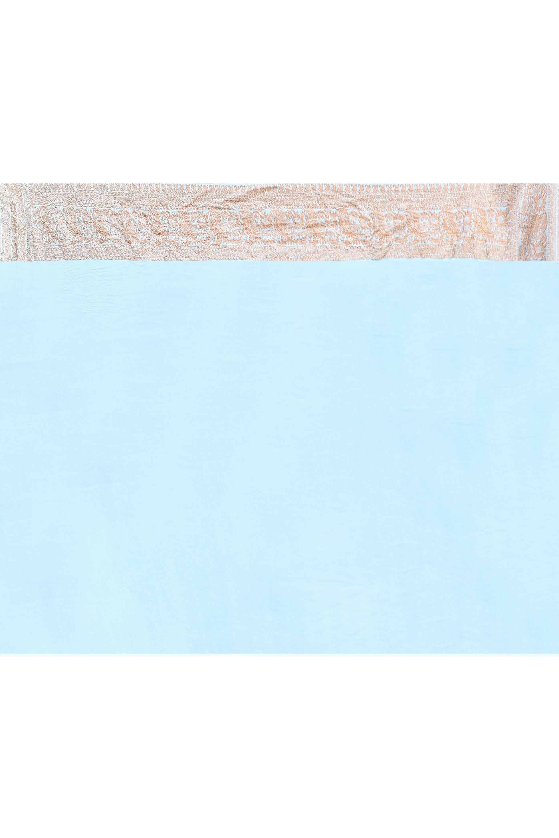 Joban Fashion Light Sky Blue Crepe Chiffon Pure Handloom Banarasi Silk Saree