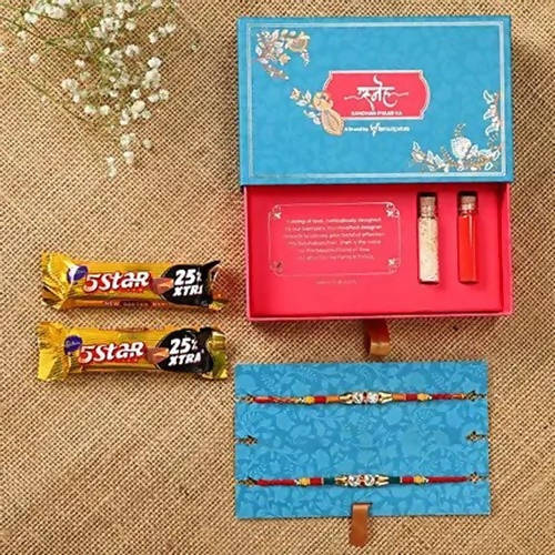 American Diamond Rakhi Set & 5 Star Chocolates