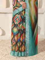 Thumbnail for Shivam Fabrics Multi Color Linen Fabric Printed Saree