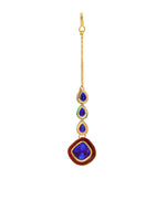 Thumbnail for Ruby Raang Blue Meenakari Kundan Maang Tikka