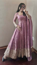 Thumbnail for Teeya Creation Onion Fendy Silk Designer Heavy Work Wedding Wear Long Gown - Distacart