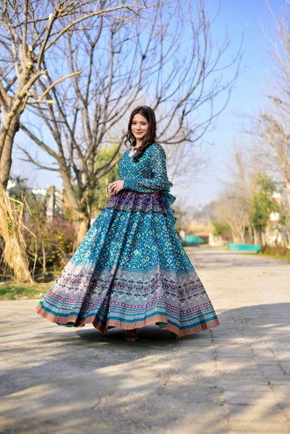 Aayaa Pure Chanderi Gown With Heavy Digital Print - Multi Color - Distacart