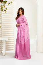 Thumbnail for Vastranavya Baby Pink Digital Printed Linen Ready To Wear Designer Saree with Unstitched Blouse - Distacart