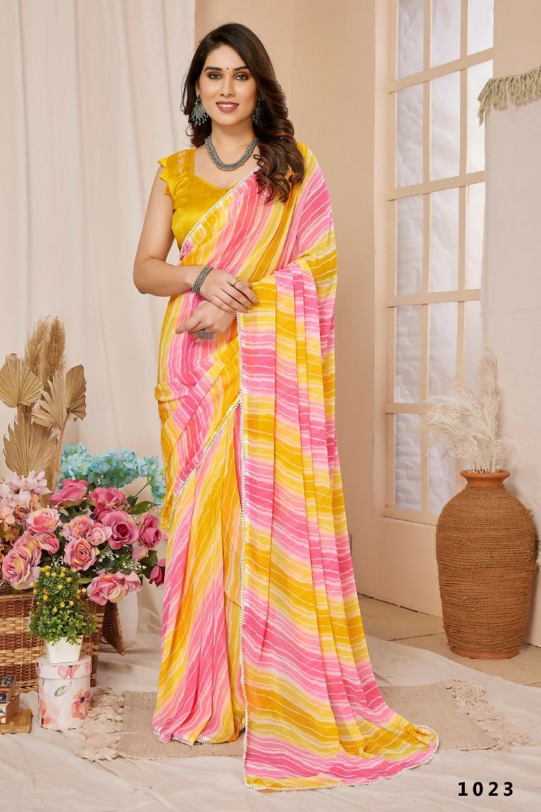 Aafreen Partywear Designer Lemon Georgette Fancy Ready Wear Saree - Distacart