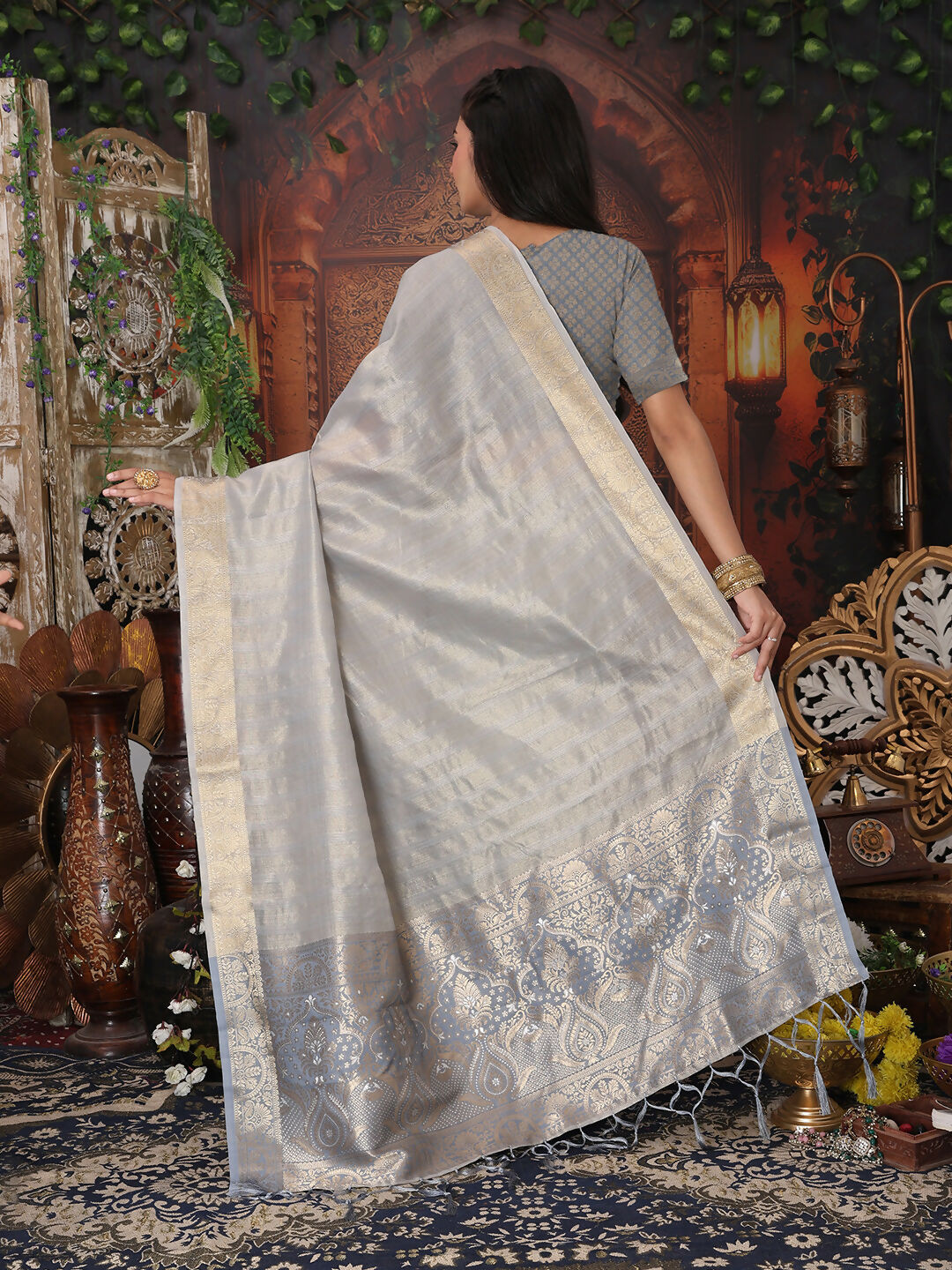 Astita Organza Gray Saree