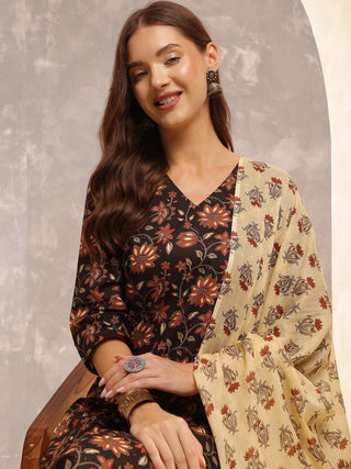 Anouk Women Ethnic Motifs Printed Regular Pure Cotton Kurta with Trousers & With Dupatta - Distacart