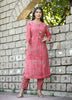 Kaajh Women's Pink Floral Printed Modal Silk Kurta Pant Set - Distacart