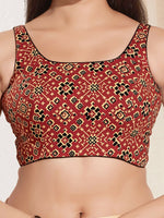 Thumbnail for Joban Fashion Maroon Cotton Padded Blouse With Square Neck Sleeveless - Distacart