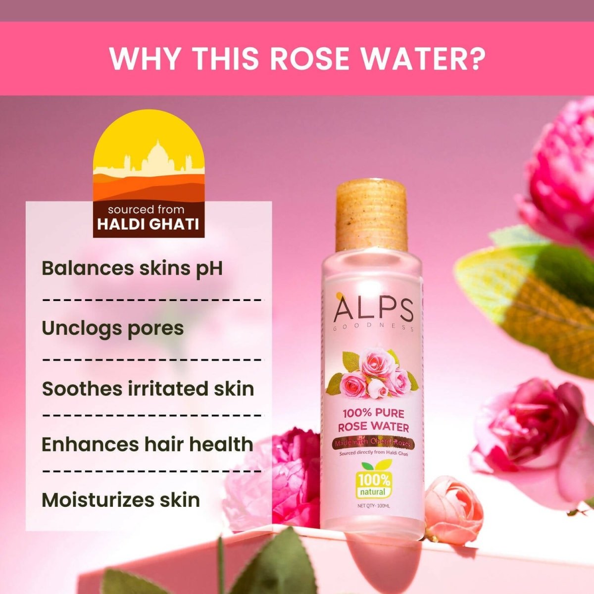Alps Goodness 100 % Pure Rose Water - Distacart