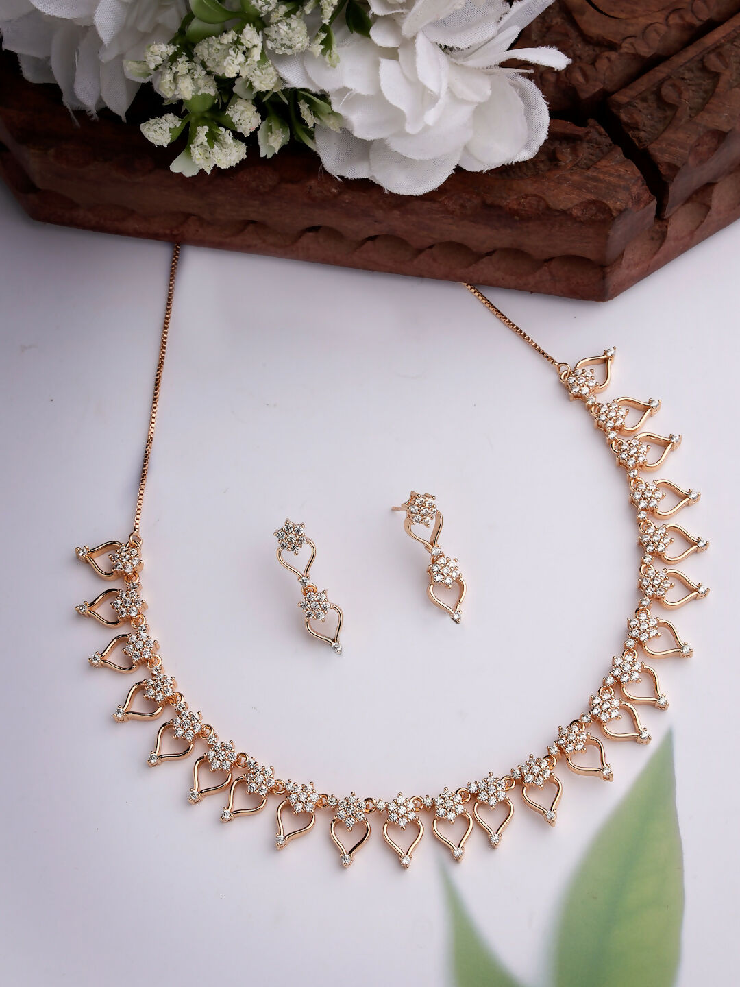 NVR Women's Gold-Plated American Diamond-Studded Handcrafted Jewellery Set - Distacart
