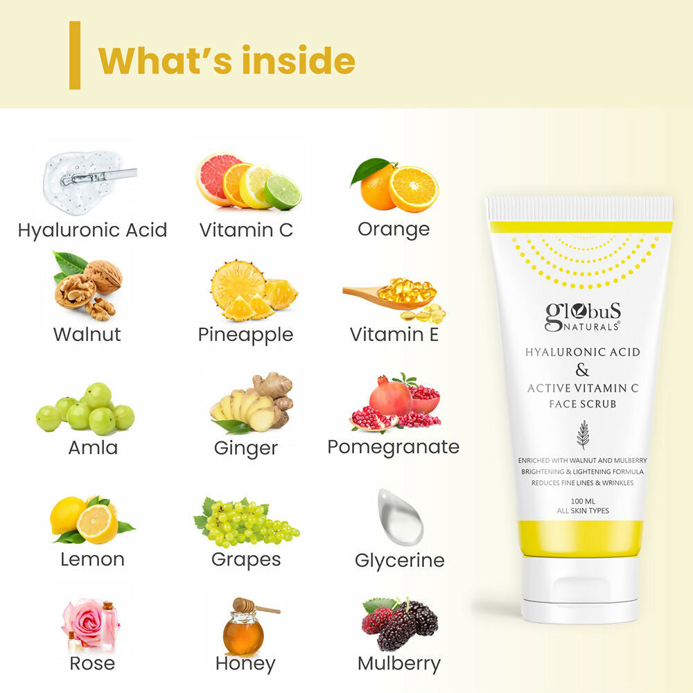 Globus Naturals Hyaluronic Acid & Vitamin C Anti Ageing Face Scrub