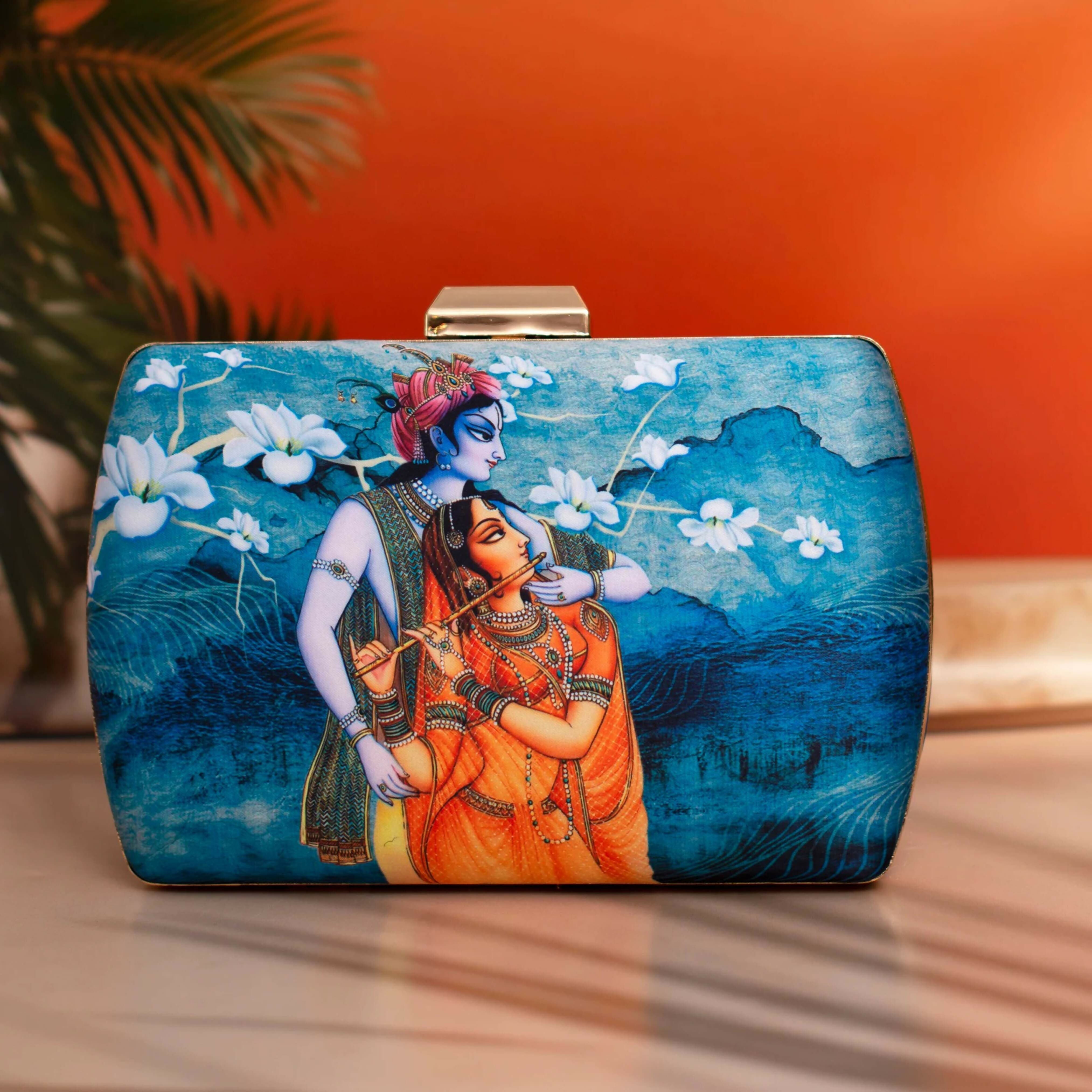 Joban Fashion Majestic Radha Krishna Printed Clutch - Multicolor - Dista