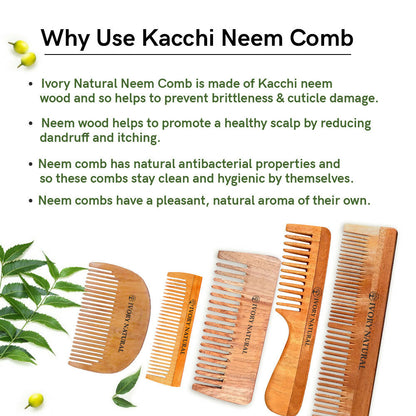 Ivory Natural Beard Kacchi Neem Wooden Comb - Natural Grooming For Beard - Distacart