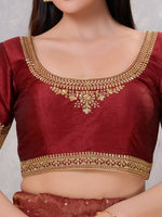 Thumbnail for Joban Fashion Women Silk Dark-Maroon Stitched Blouse - Distacart