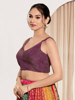 Thumbnail for Joban Fashion Wine Tissue Padded Blouse With Sweetheart Neck Sleeveless - Distacart