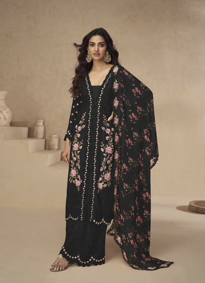 Anaita Black Chinon Readymade Suit with Embroidery Sequence Work - Distacart