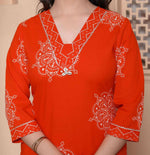 Thumbnail for Miravan Womens Orange Floral Print Straight Kurta With Palazzo - Distacart