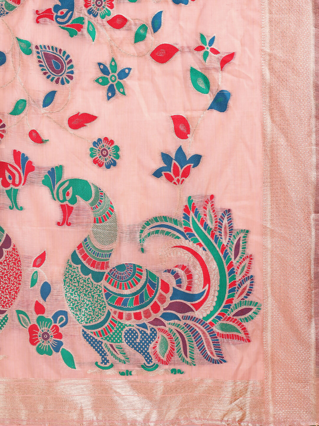Astita Linen Cotton Peach Saree