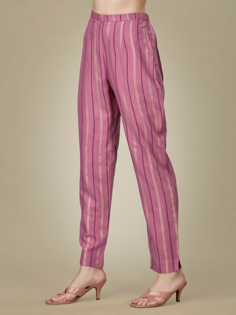 Jyoti Fashion Women's Purple Rayon Embroidered Kurta Pant Set - Distacart