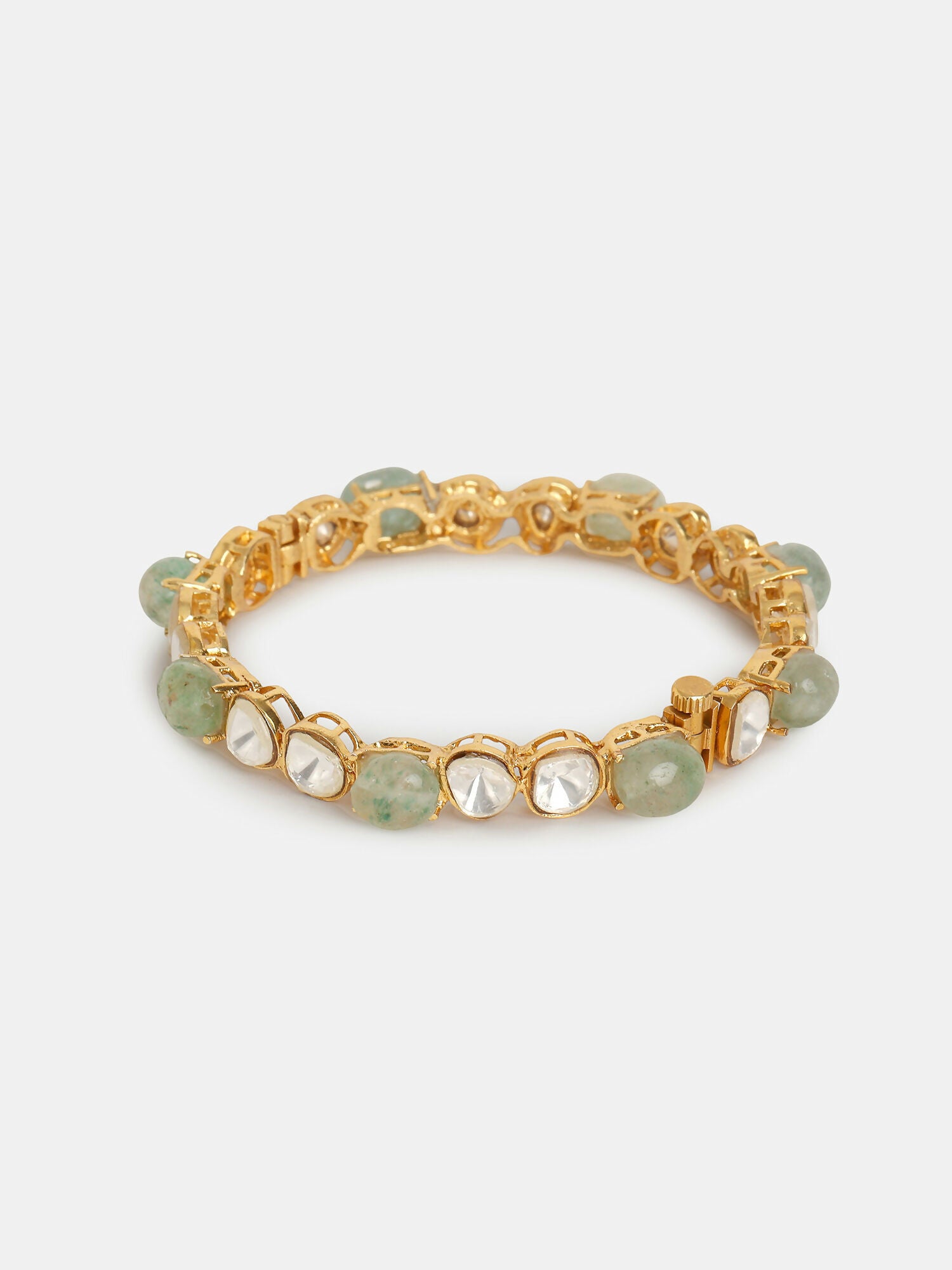 Ruby Raang 22k Gold Polished Kundan Bangle