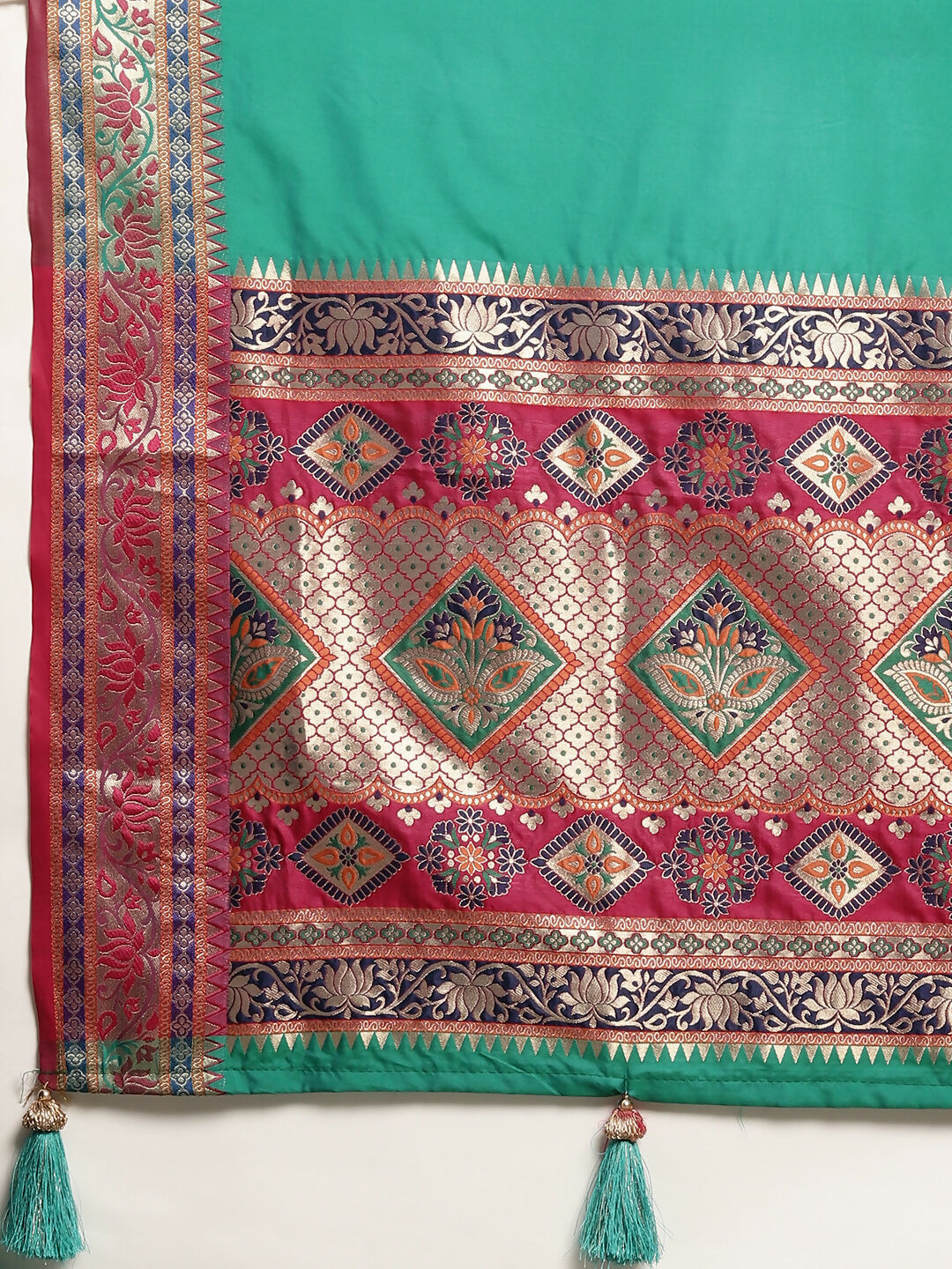 Shree Shyam Fashion Silk Blend Rama Saree - Distacart