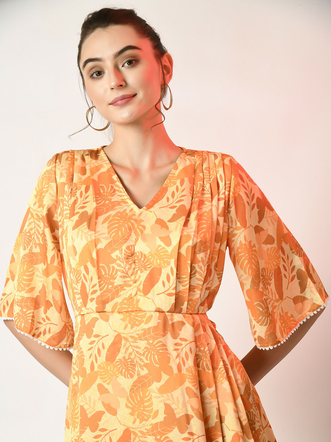Myshka Women's Yellow Printed Dress - Distacart