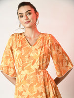 Thumbnail for Myshka Women's Yellow Printed Dress - Distacart
