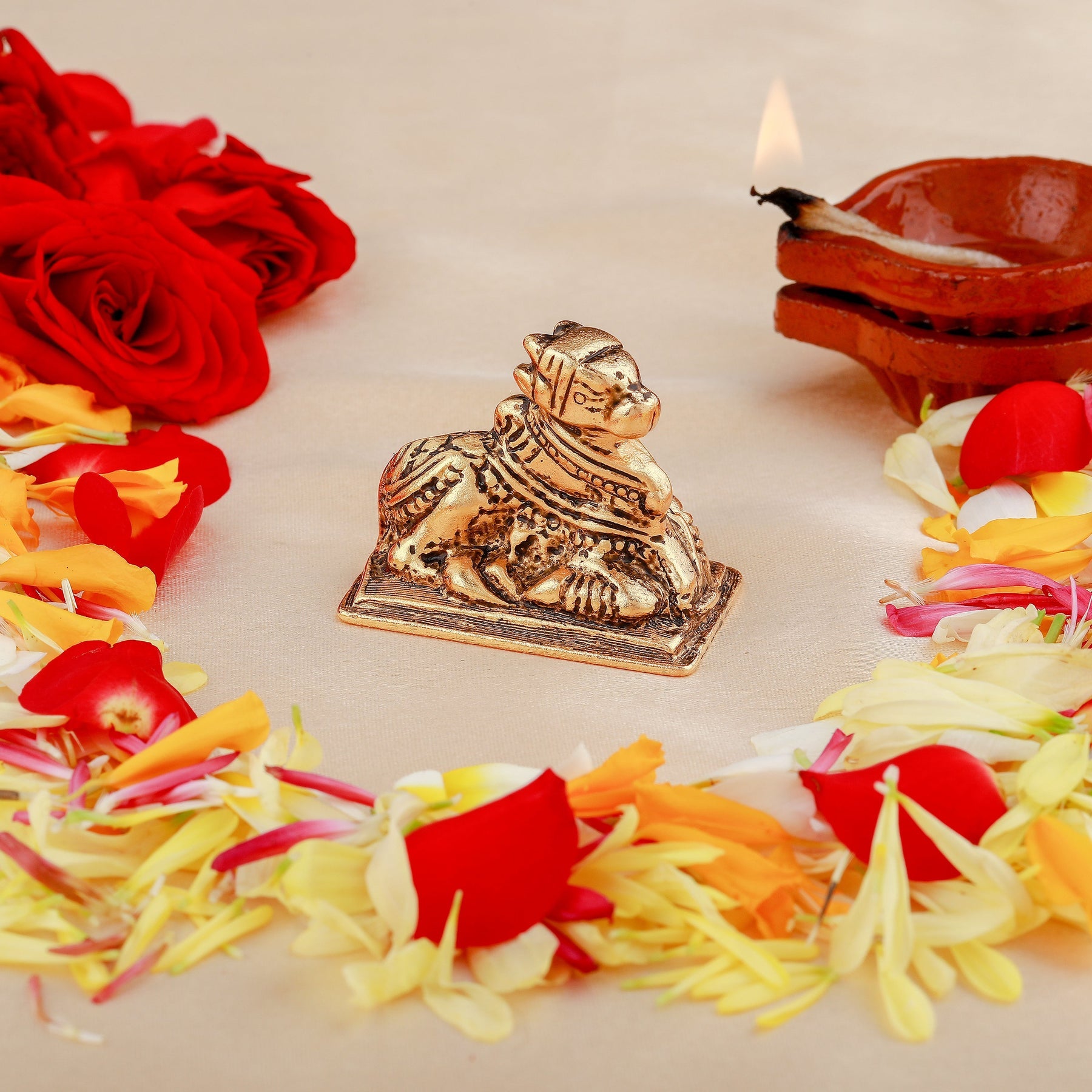 Estele Gold-Polished Lord Nandikeshwara Idol for Home/Car Decor - Distacart