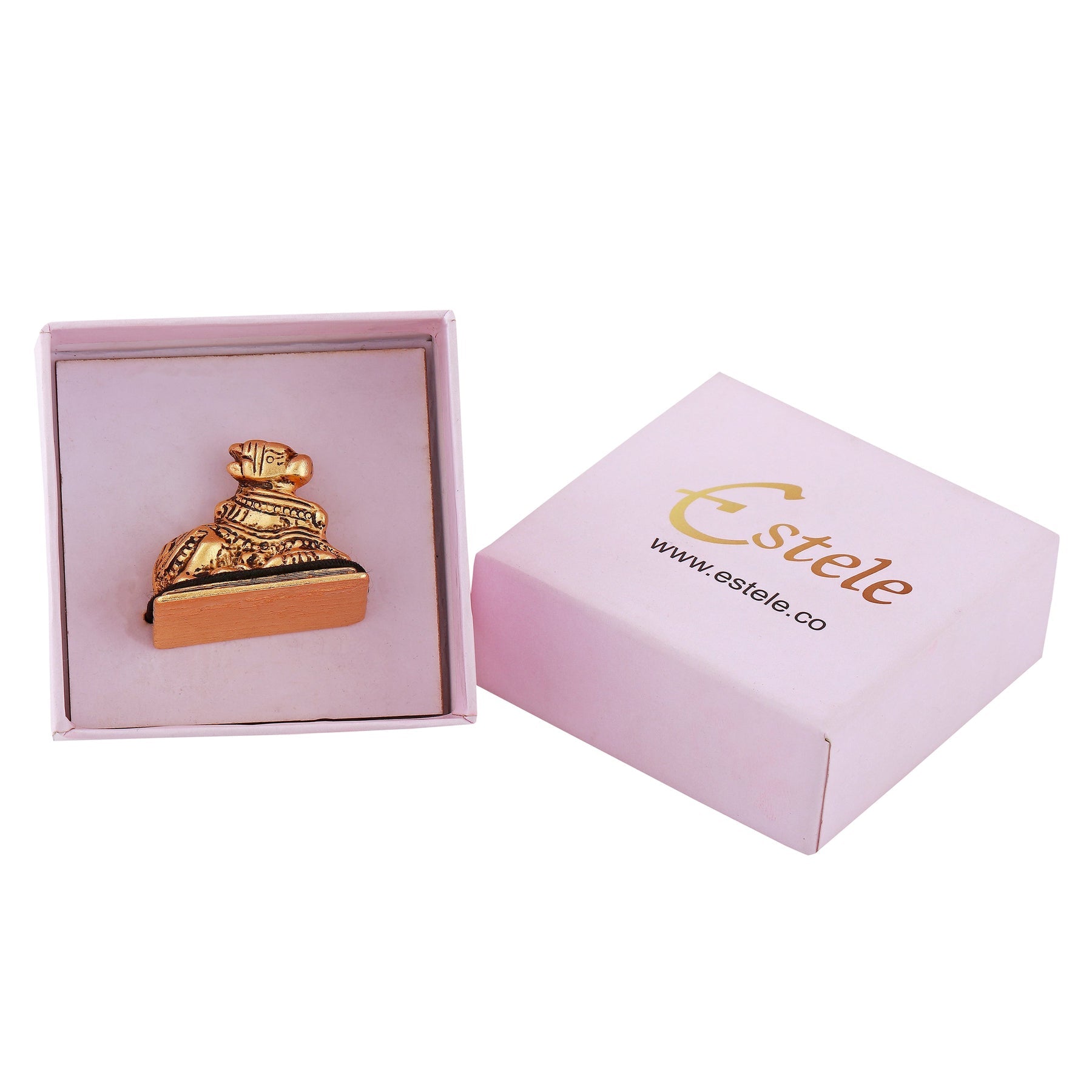 Estele Gold-Polished Lord Nandikeshwara Idol for Home/Car Decor - Distacart